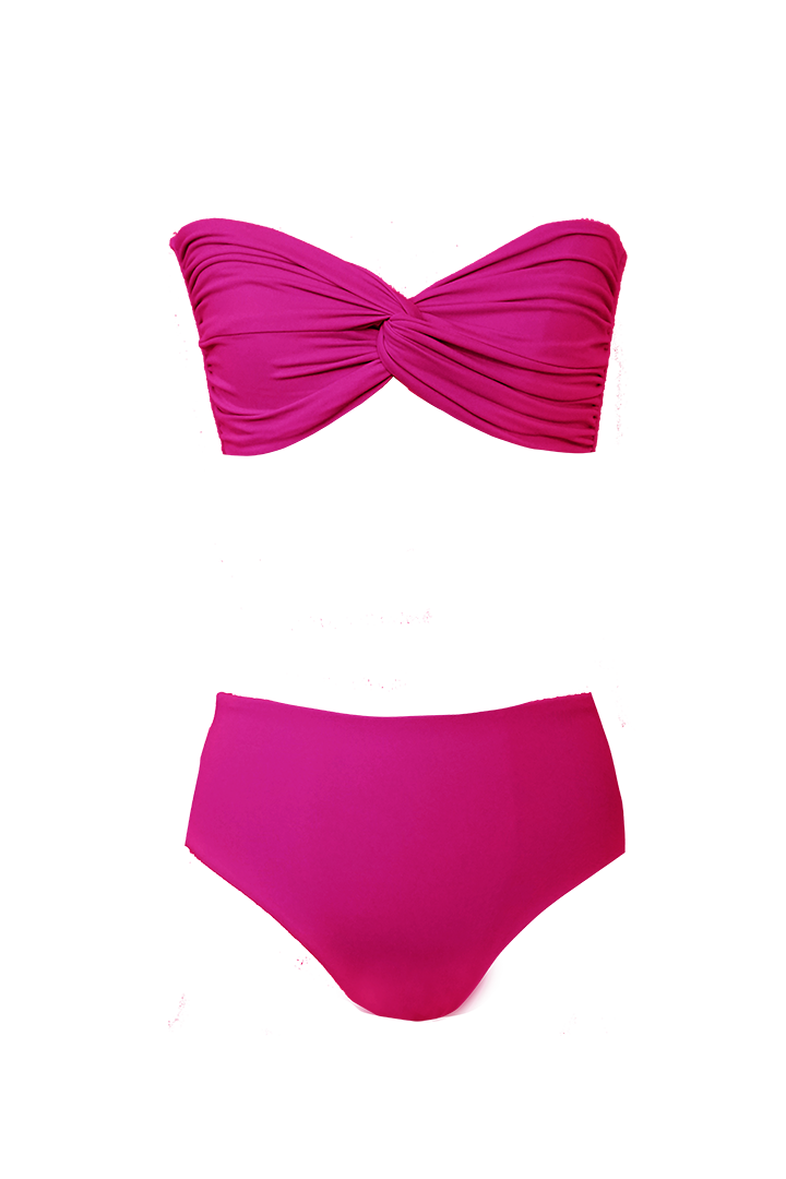 CAYMAN ISLAND BANDEAU BIKINI NEON PINK