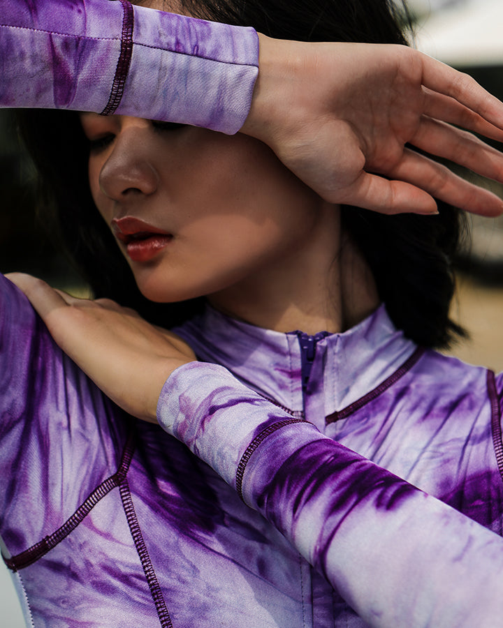 KIRANA LONG-SLEEVE SWIMSUIT TIE DYE VIOLET