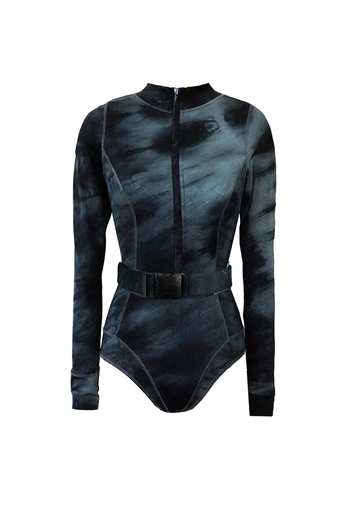 KIRANA LONG-SLEEVE SWIMSUIT TIE DYE OCEAN