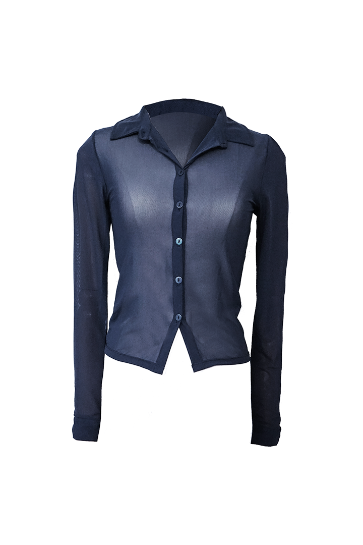 KAI SHEER SHIRT NAVY BLUE