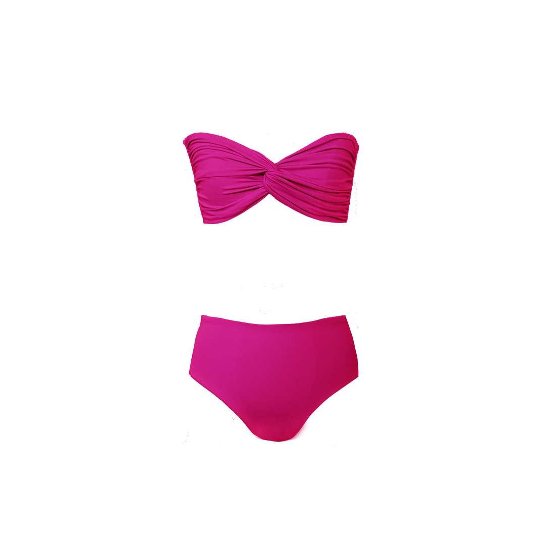 CAYMAN ISLAND BANDEAU BIKINI NEON PINK