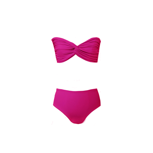 CAYMAN ISLAND BANDEAU BIKINI NEON PINK